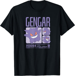 Pokémon - Gengar Pastel Stats Grid T-Shirt - T-Shirt | Black