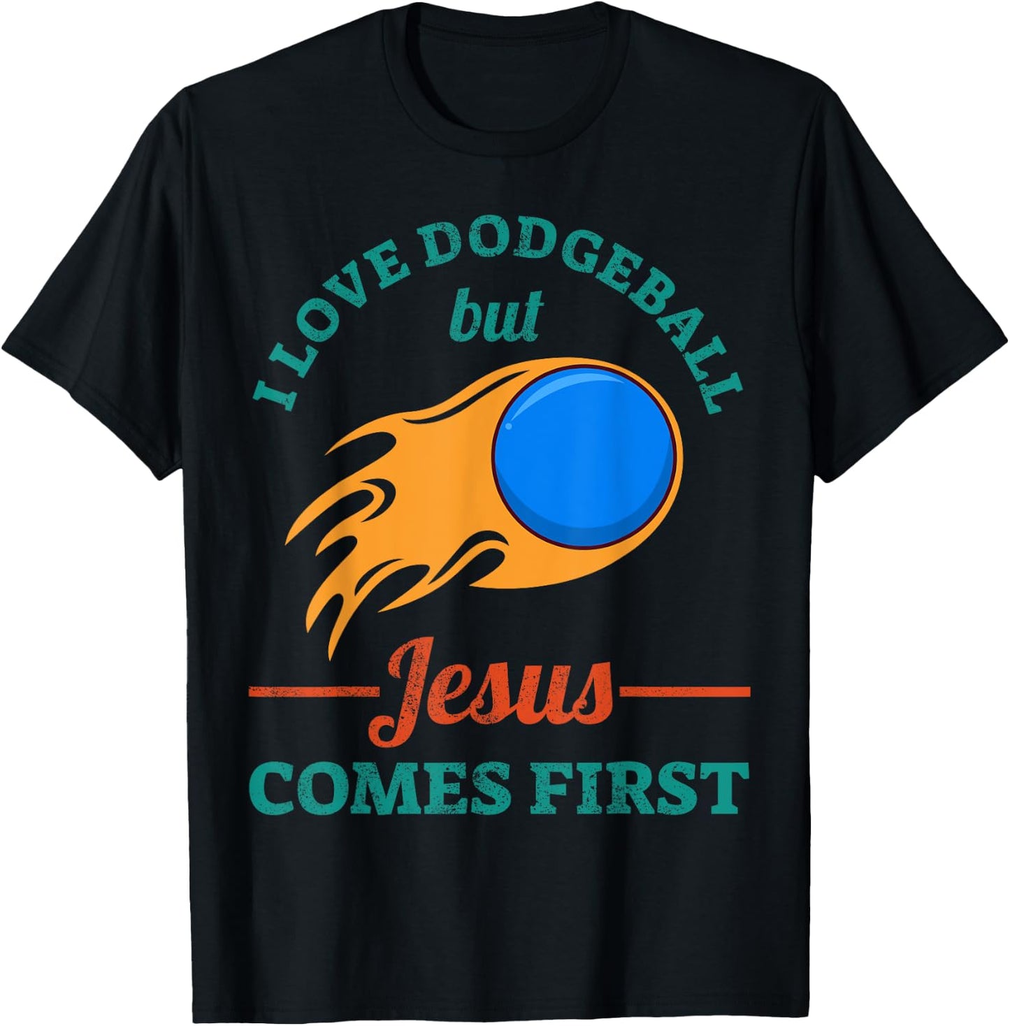 I Love Dodgeball But Jesus Comes First T-Shirt - T-Shirt | Black