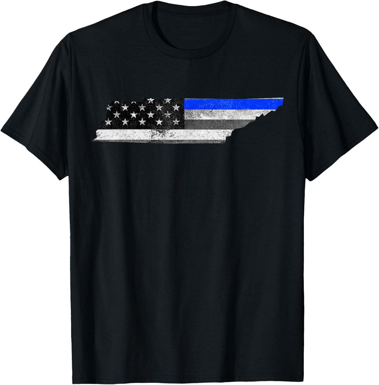 Tennessee Police Thin Blue Line USA Flag Map Shirt T-Shirt - T-Shirt | Black