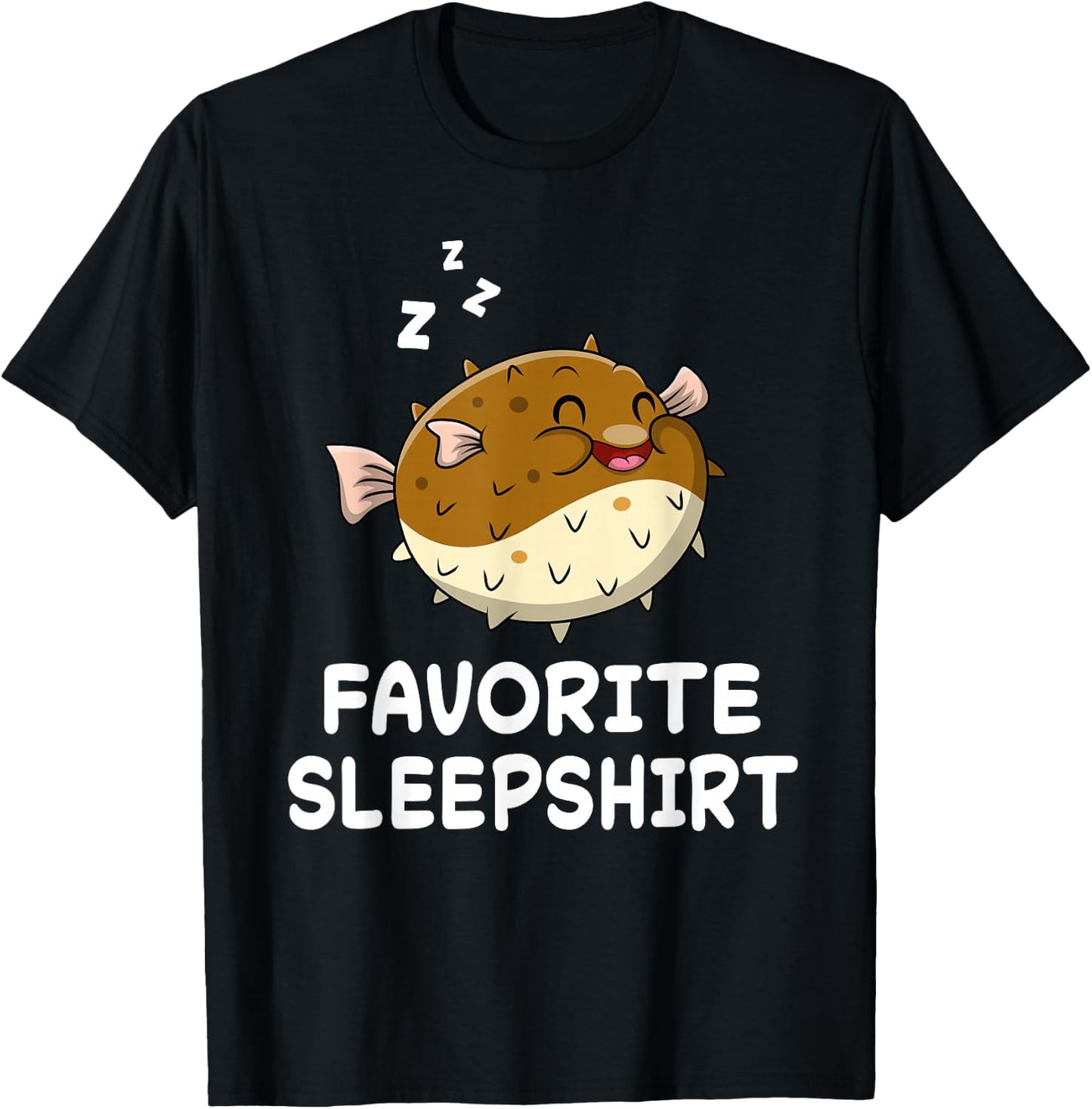 Pufferfish Puffer Fish Nap Sleeping Sleep Pajama Nightgown T-Shirt - T-Shirt | Black