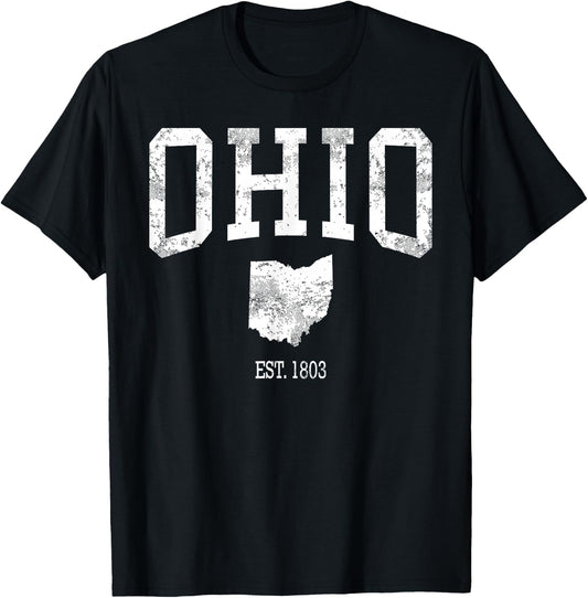 Ohio Vintage Sports Design OH T-Shirt - T-Shirt | Black