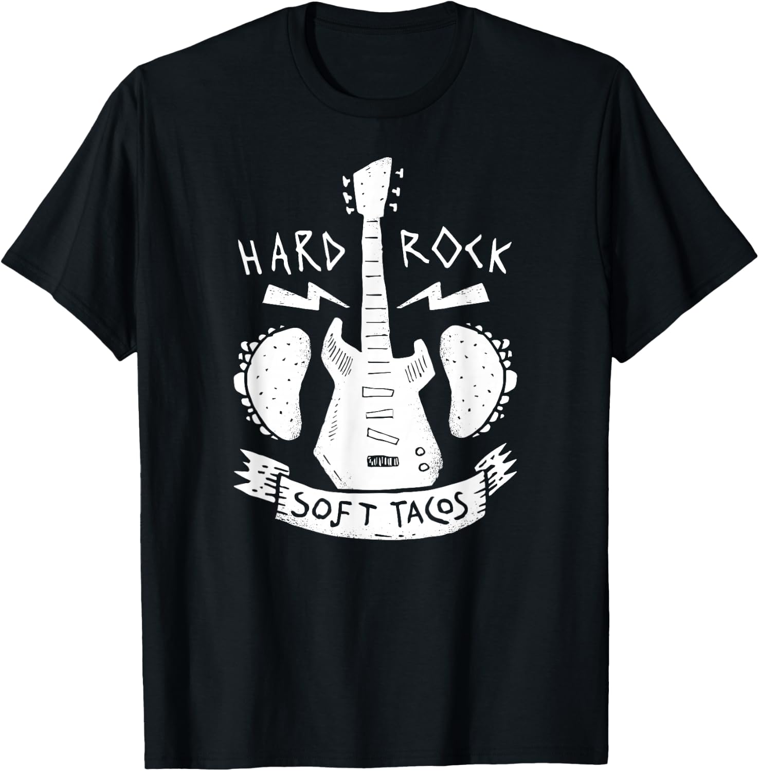 Rock & Roll Music Guitar Hard Rock Mexican Food Soft Tacos T-Shirt - T-Shirt | Black