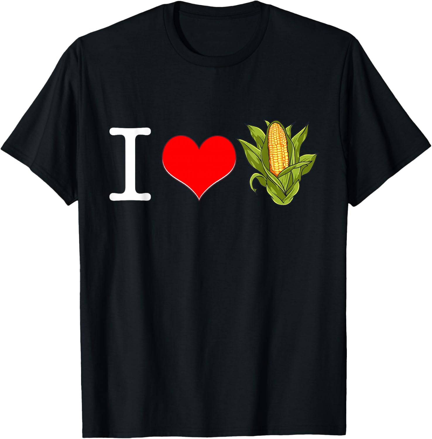 I Love Corn Cob Lover Heart Maize Food Farmer Men Women Kids T-Shirt - T-Shirt | Black