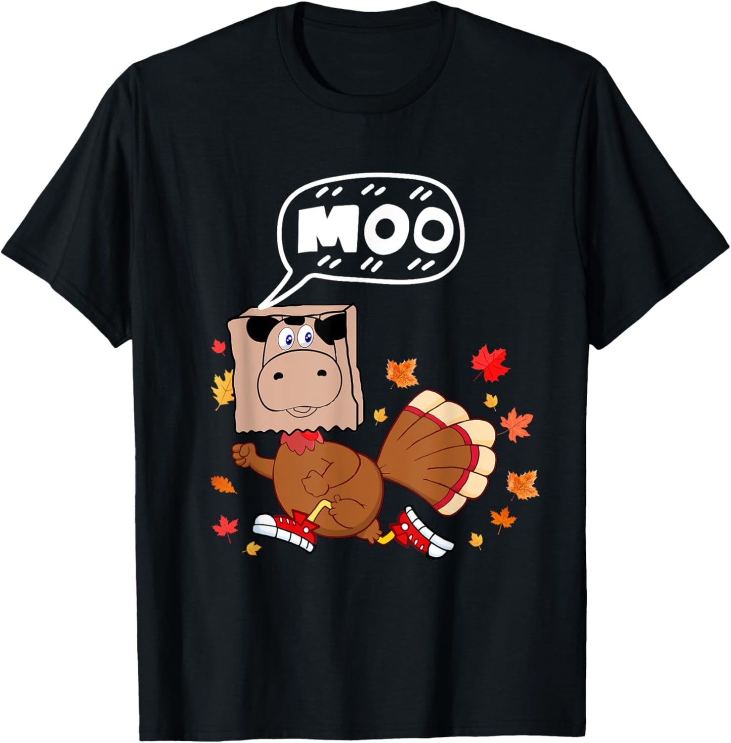 Thanksgiving 2022 Funny Fake Cow Moo Thanksgiving Turkey T-Shirt - T-Shirt | Black