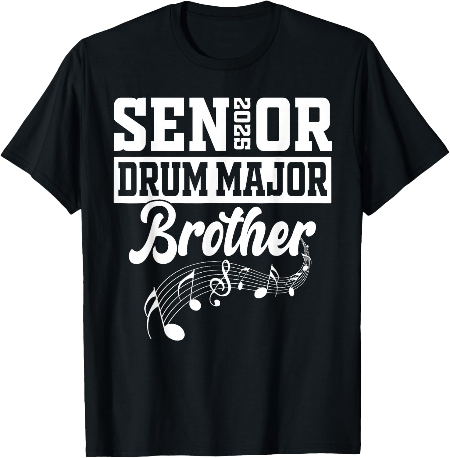 Senior 2025 Drum Major brother Marching Band Class of 2025 T-Shirt - T-Shirt | Black