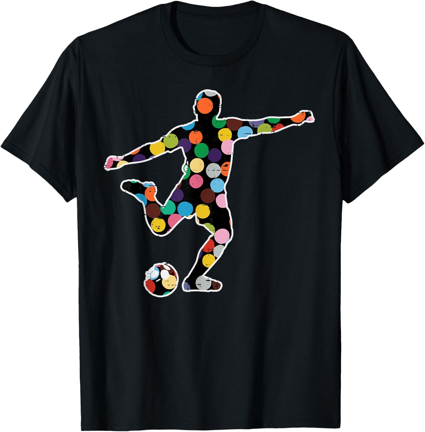 Dot Art Soccer Player Football Men Boys Kids T-Shirt - T-Shirt | Black