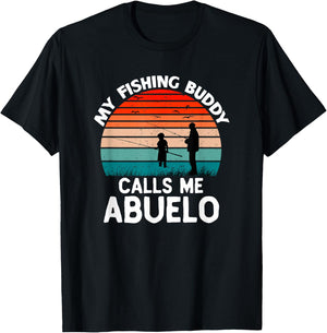 My Fishing Buddy Calls Me Abuelo Retro Vintage Grandpa T-Shirt - T-Shirt | Black