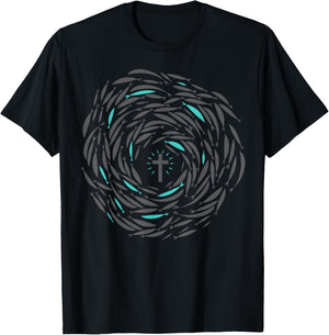Christian Fish Swim With Cross Jesus Religious Apparel T-Shirt - T-Shirt | Black