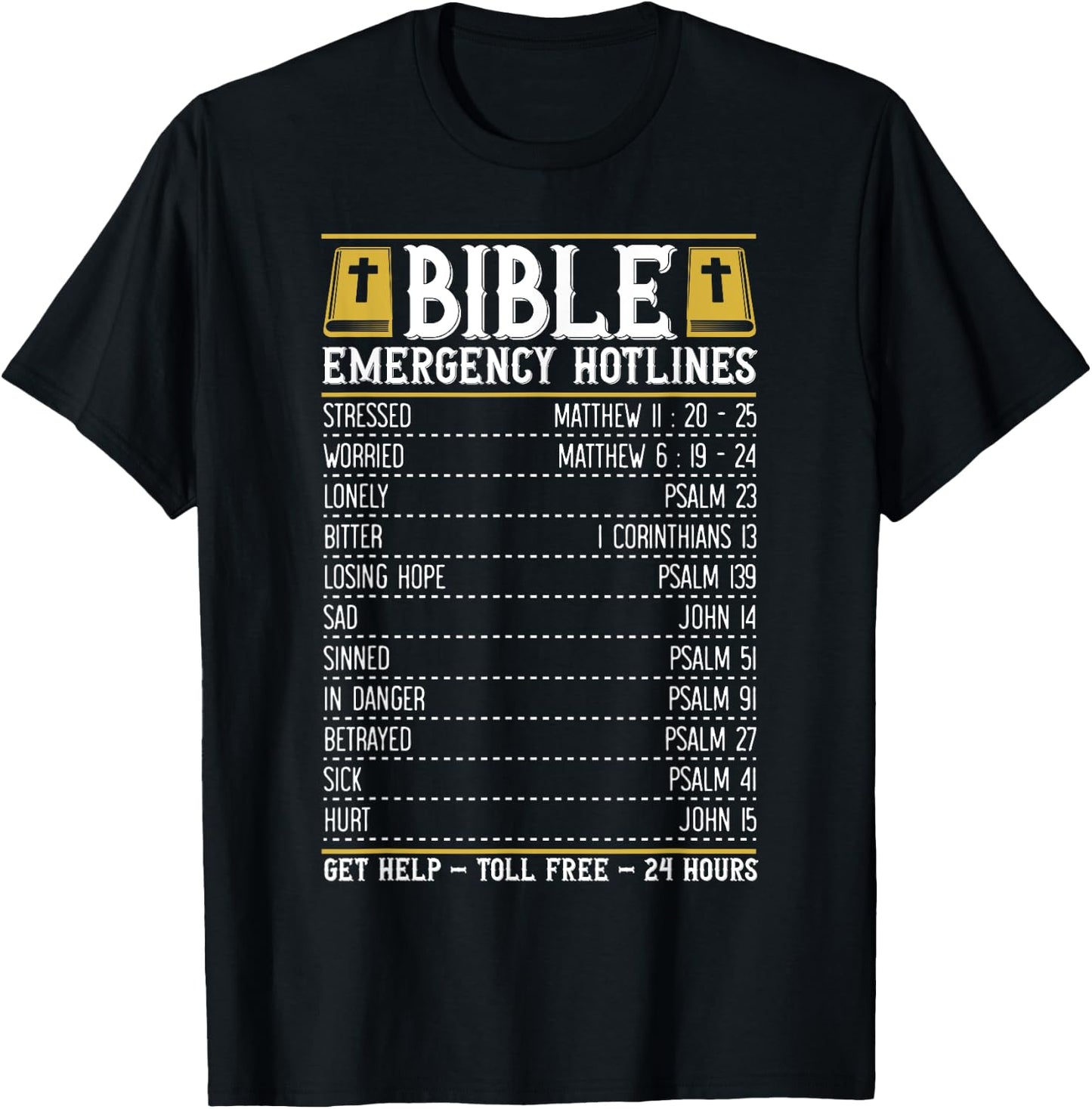 Bible Emergency Numbers for a Cool Christian Bible Merch T-Shirt - T-Shirt | Black