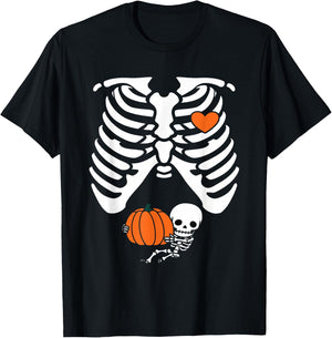 Women Skeleton , Pregnancy Mom Halloween T-Shirt - T-Shirt | Black