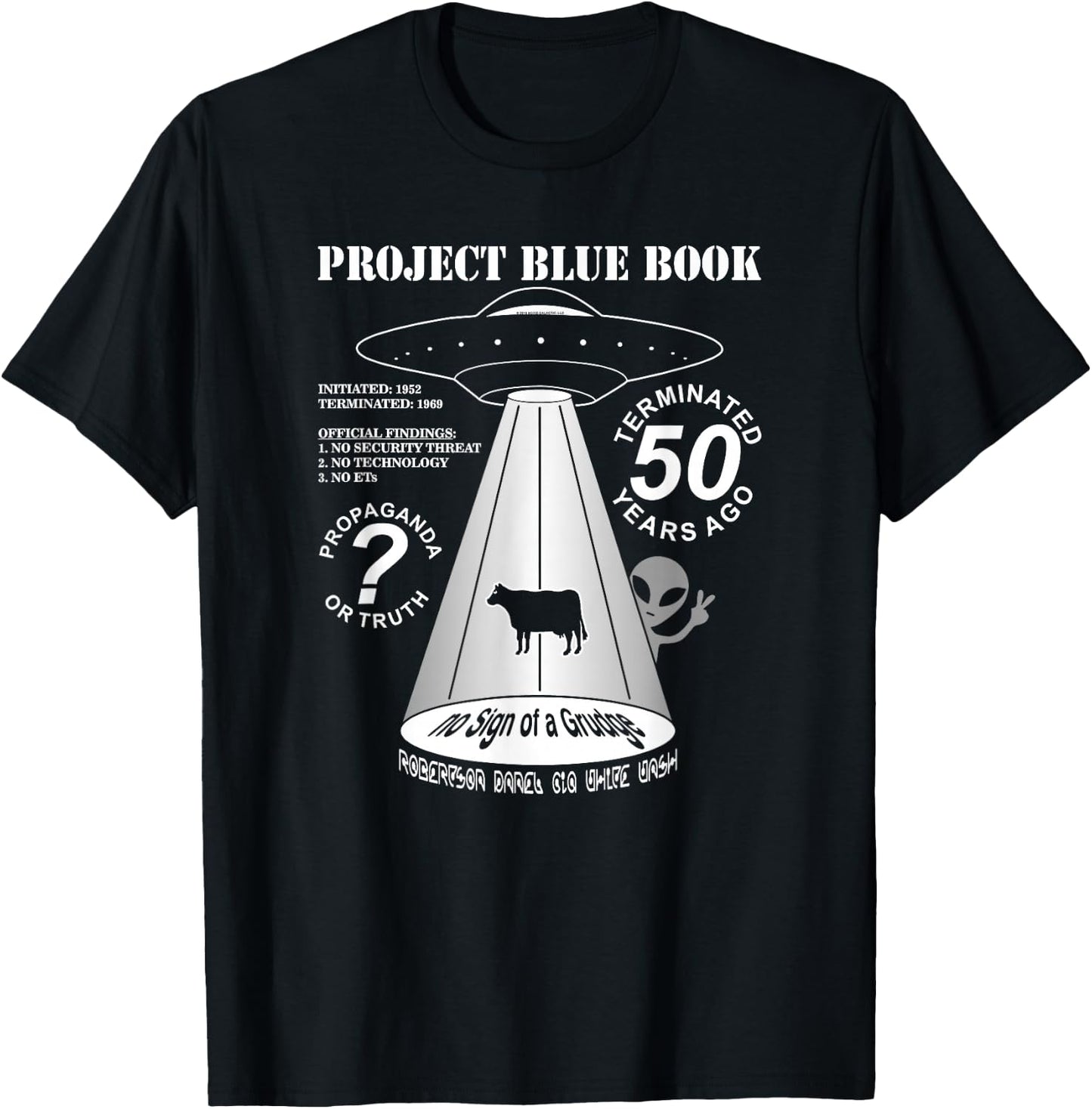 Project Blue Book UFO Investigation 50th Anniversary T-Shirt - T-Shirt | Black