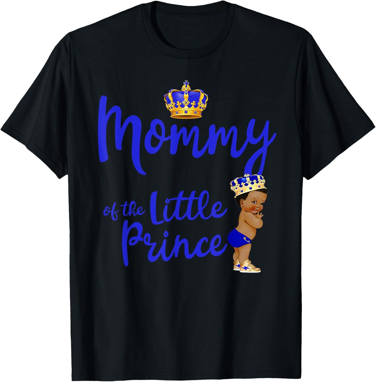 Mommy Of The Birthday Prince Boy Bday Party Idea T-Shirt - T-Shirt | Black