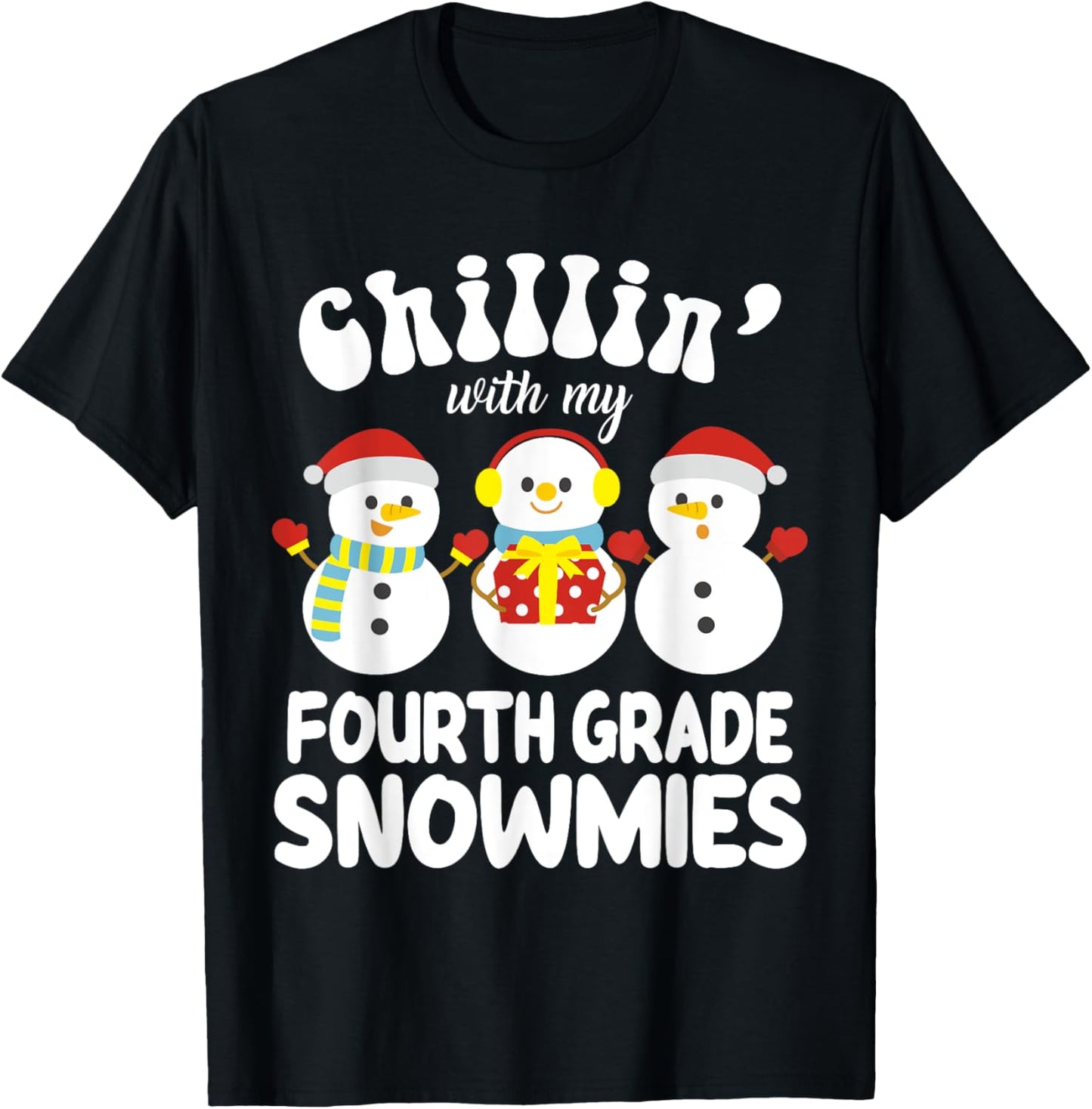 Teacher Christmas Fourth Grade Teacher Xmas Shirt - Black, Small, -Kids T-Shirt - T-Shirt | Black