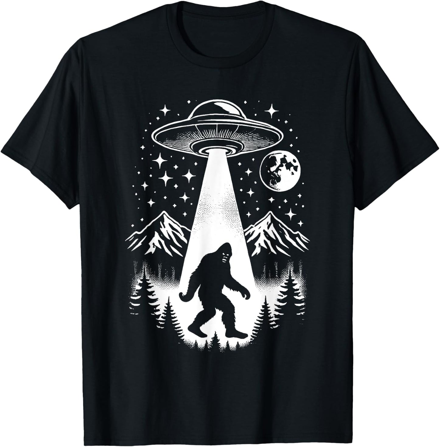 Funny Bigfoot UFO Abduction Sasquatch Alien Extraterrestrial T-Shirt - T-Shirt | Black