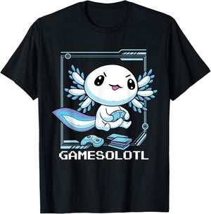 Gamer Axolotl Gamesolotl Fish Gaming Video Gamer Anime T-Shirt - T-Shirt | Black