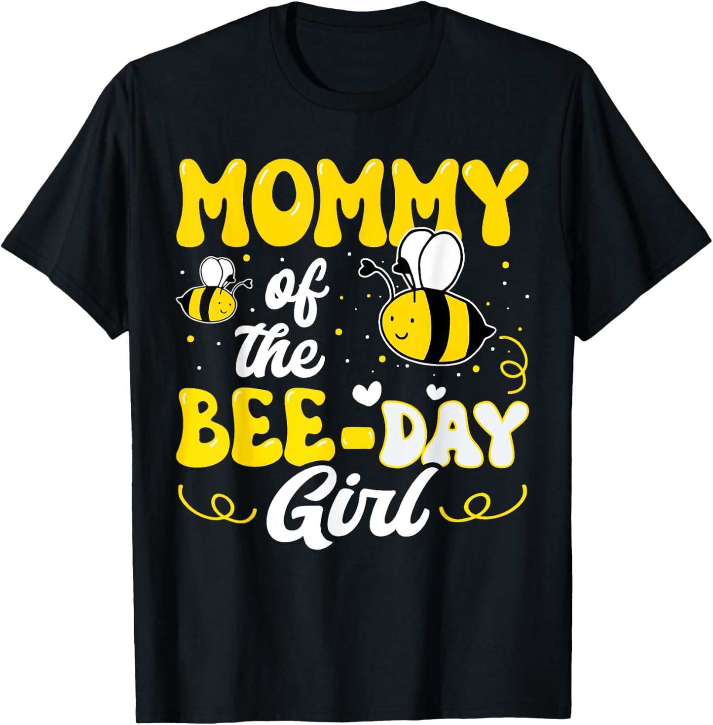 Mommy of The Bee Day Girl Bee Birthday Party Theme Groovy T-Shirt - T-Shirt | Black