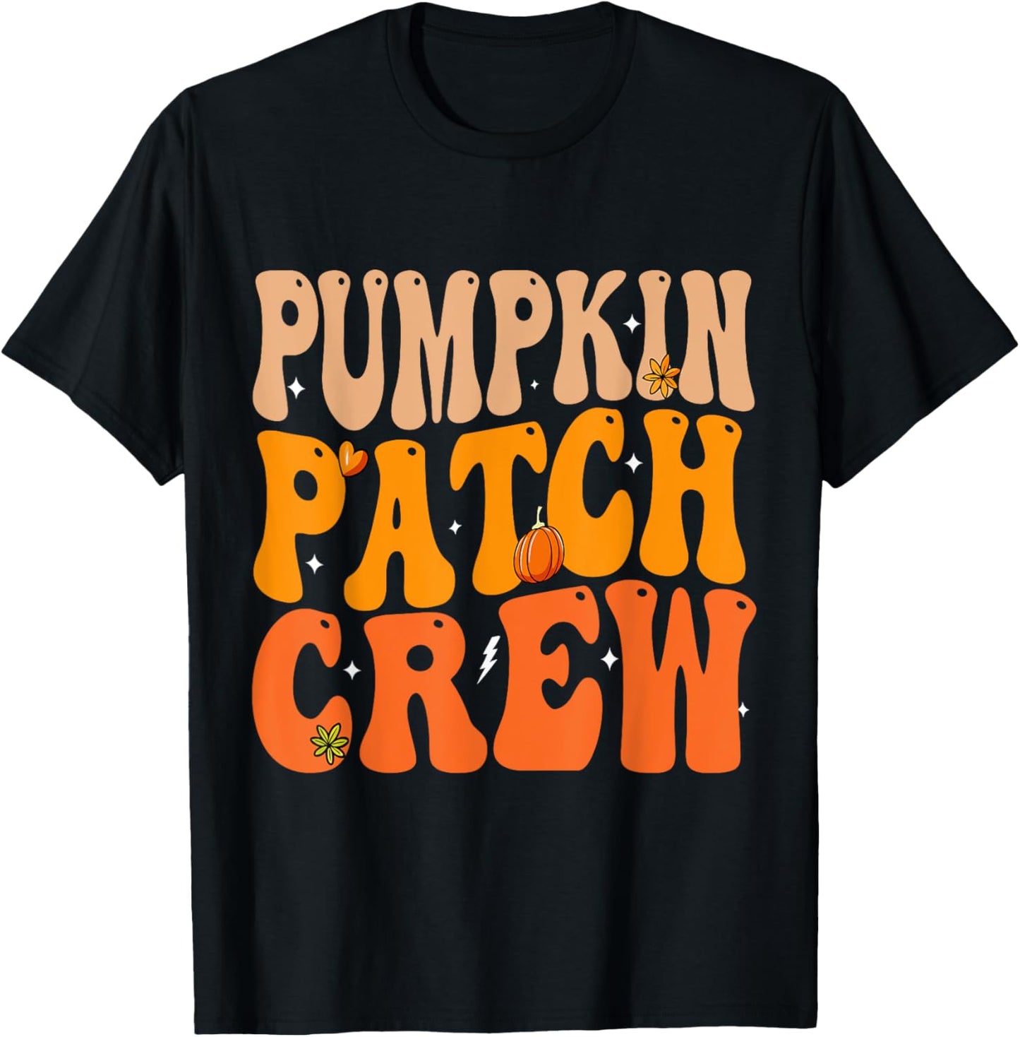 Pumpkin Patch Crew Matching Family Halloween Groovy T-Shirt - T-Shirt | Black