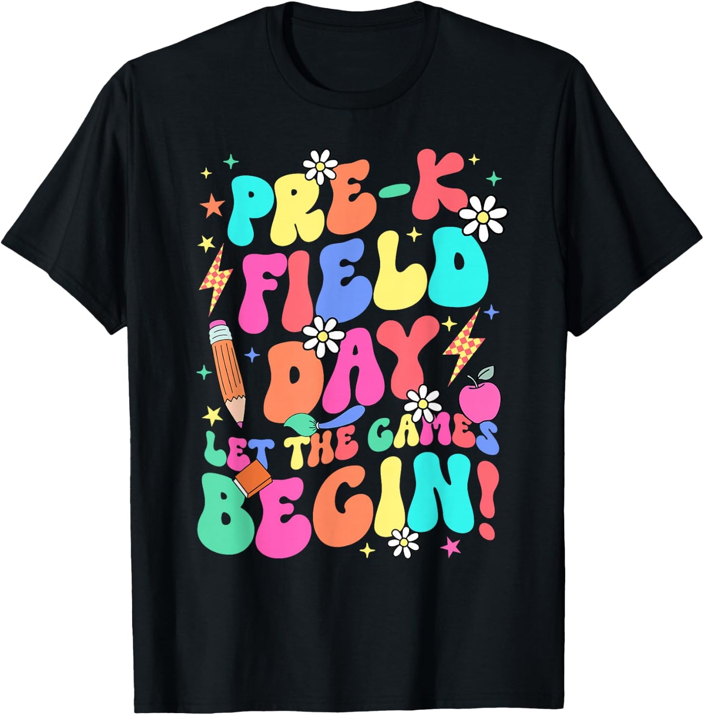 Pre-k Field Day Let The Games Begin Teacher Boys Girls T-Shirt - T-Shirt | Black