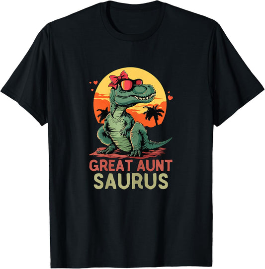 GreatAuntSaurus Dino Dinosaur Great-Aunt-Saurus T-Rex Trex T-Shirt - T-Shirt | Black