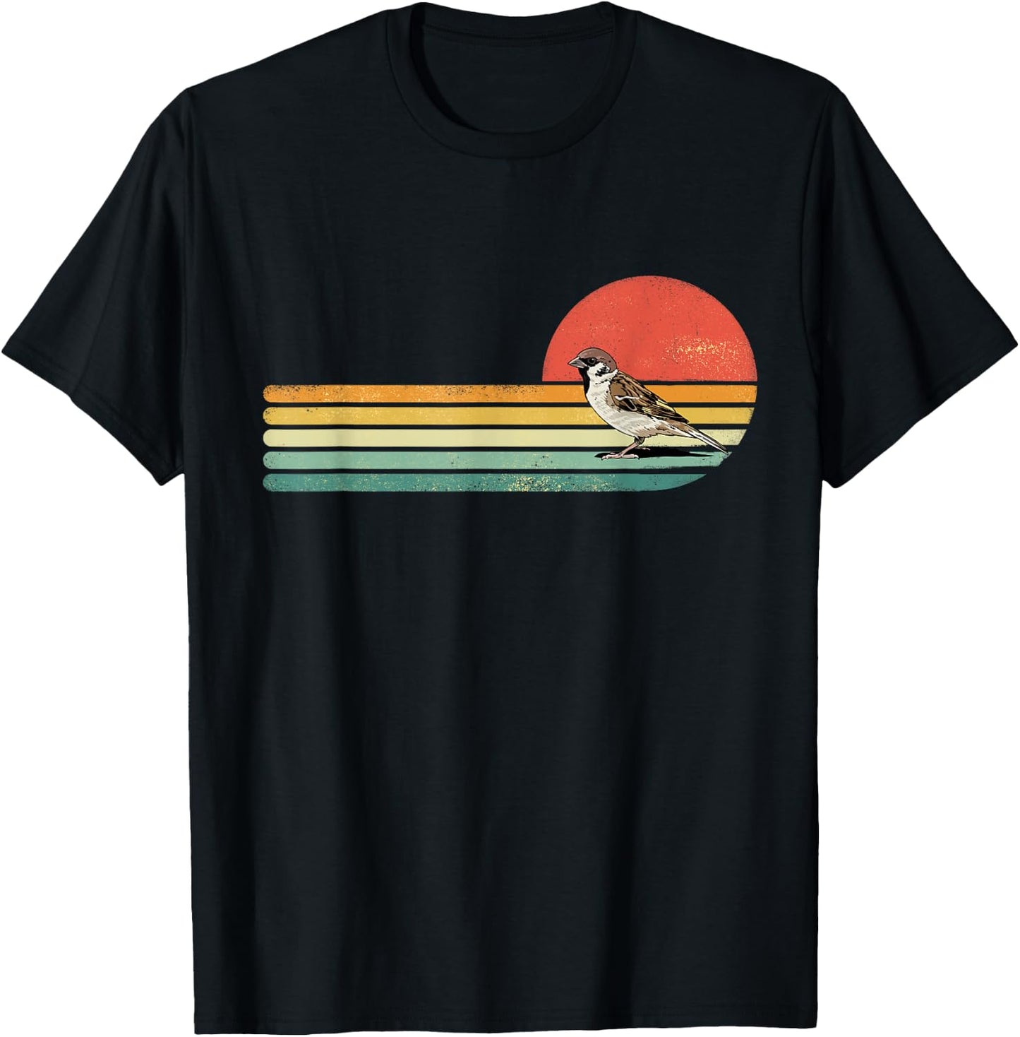 Retro Vintage House Sparrow Bird Animal Bird Lover Birders T-Shirt - T-Shirt | Black