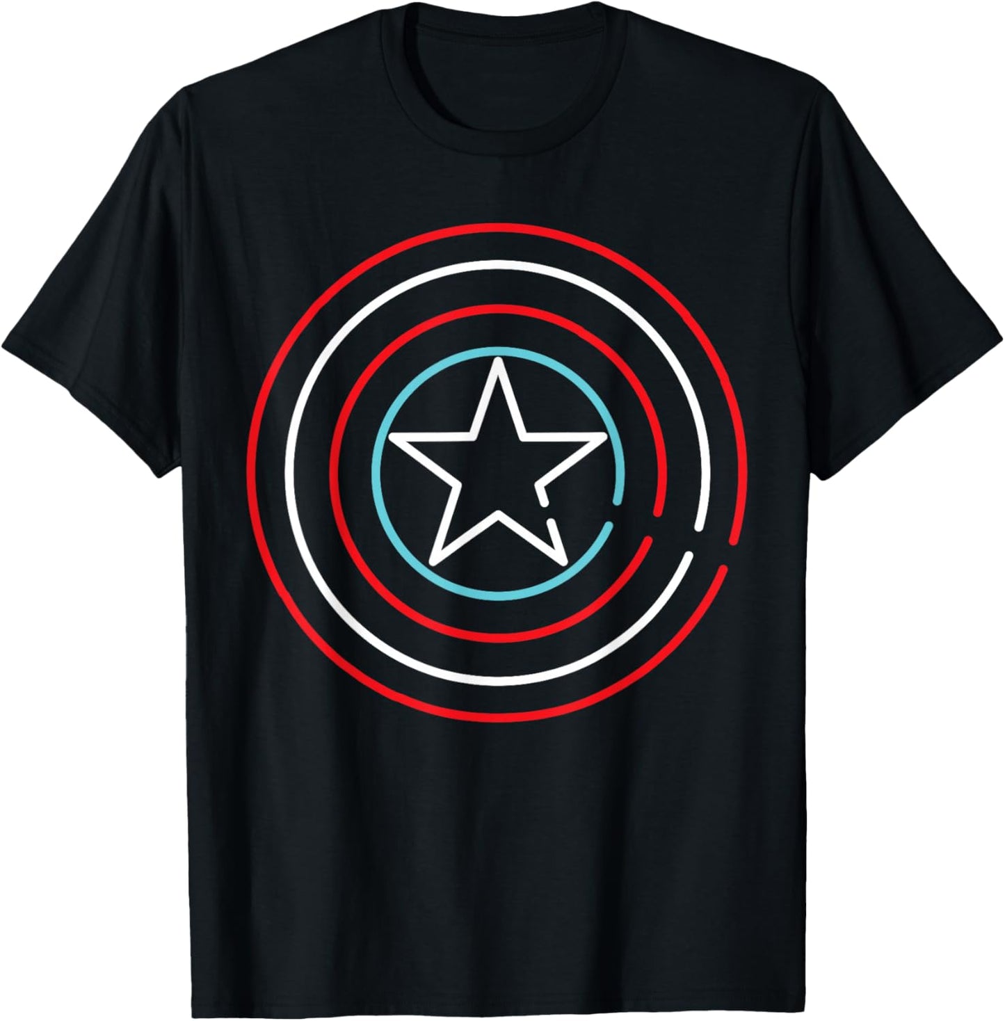 Marvel Super Heroes Neon Light Sign Captain America Shield T-Shirt - T-Shirt | Black