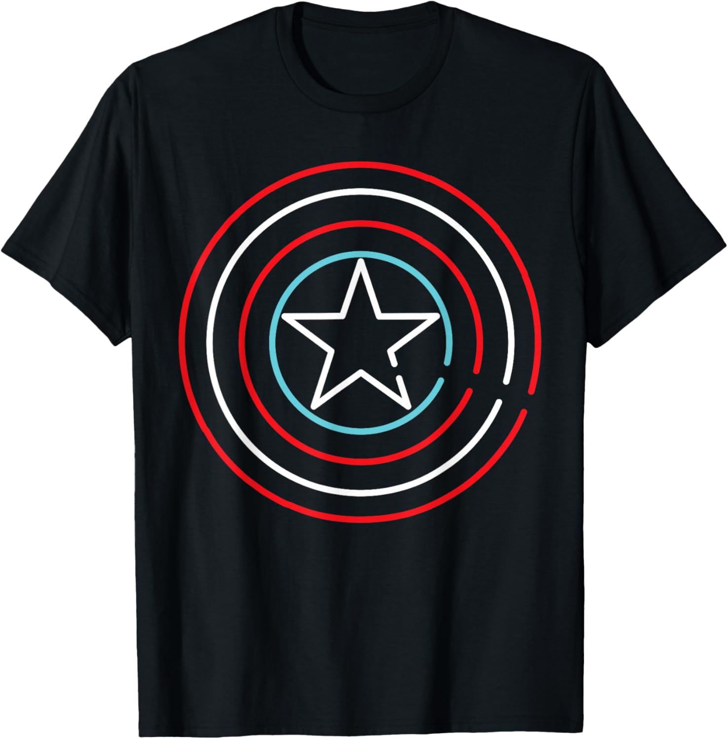Marvel Super Heroes Neon Light Sign Captain America Shield T-Shirt - T-Shirt | Black