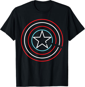 Marvel Super Heroes Neon Light Sign Captain America Shield T-Shirt - T-Shirt | Black
