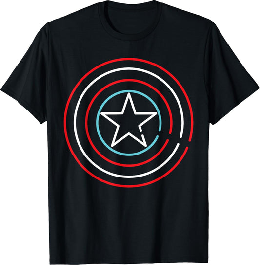 Marvel Super Heroes Neon Light Sign Captain America Shield T-Shirt - T-Shirt | Black