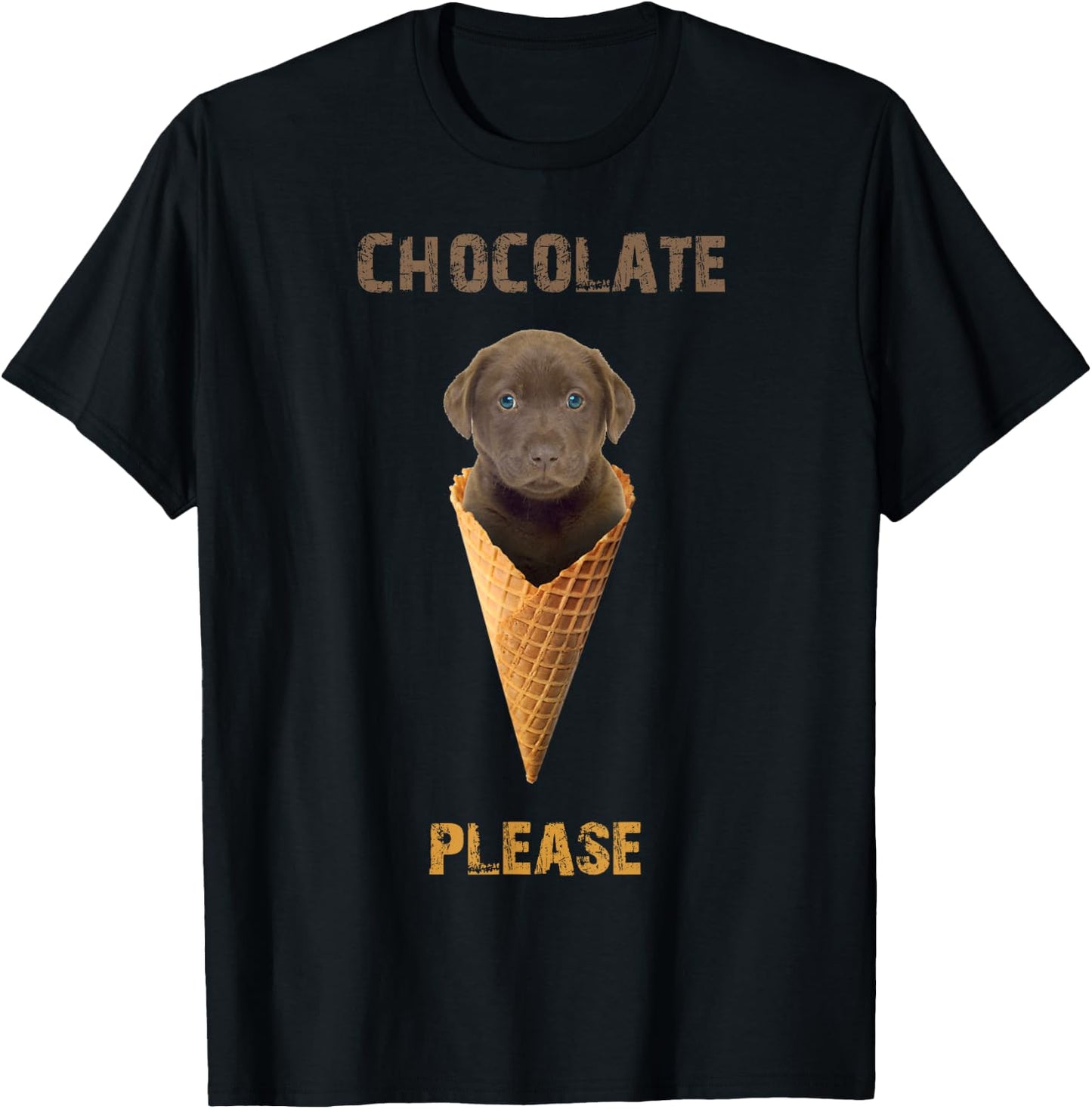 Chocolate Lab shirt Waffle Cone Ice Cream Cute Puppy Women Girls Kids T-Shirt - T-Shirt | Black