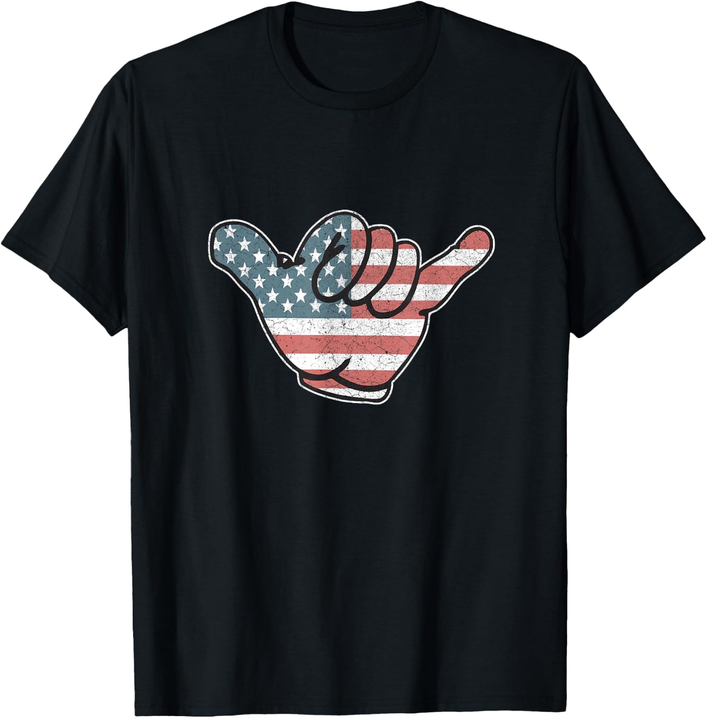 American Flag Vintage Cool Loose Hand Hang Shocker Gesture Women Men T-Shirt - T-Shirt | Black