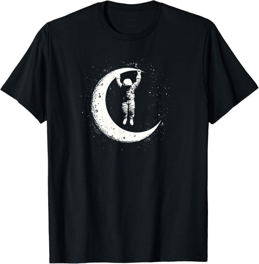 Astronaut & Moon Science Space Men Women Boys Girls Kids T-Shirt - T-Shirt | Black