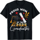 Proud Mom of Two 2025 Graduates Twin Senior Graduation T-Shirt - T-Shirt | Black