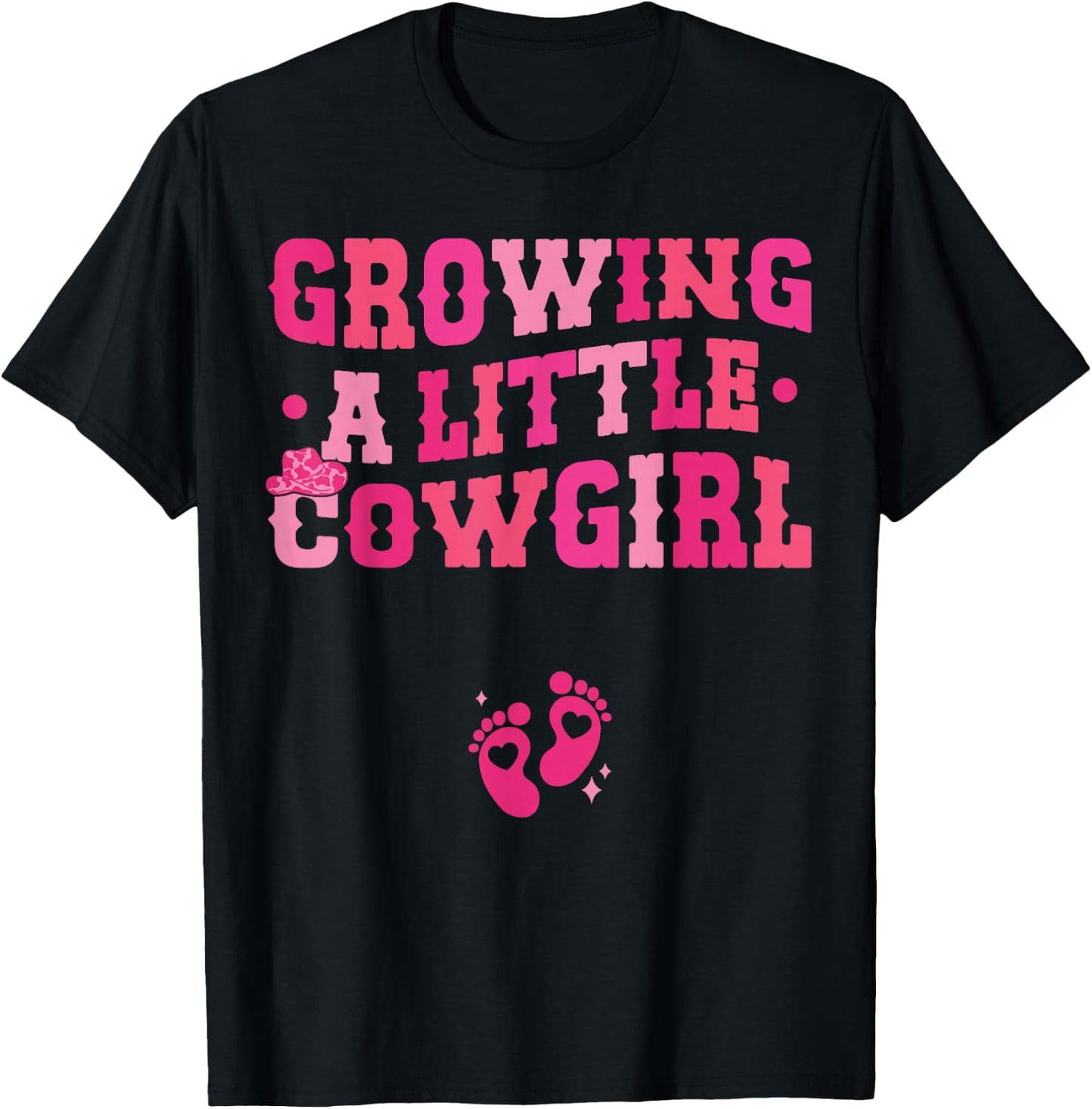 Country Pregnancy Announcement Apparel Co. Growing a Little Cowgirl - Black X-Small Short Sleeve T-Shirt - T-Shirt | Black