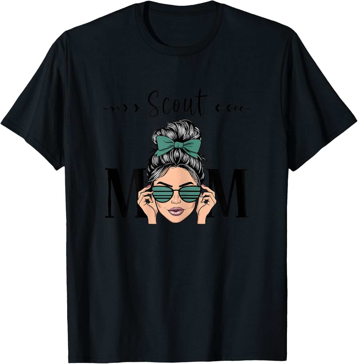 Scout Mom Life Messy Bun Hair Scouting T-Shirt - T-Shirt | Black