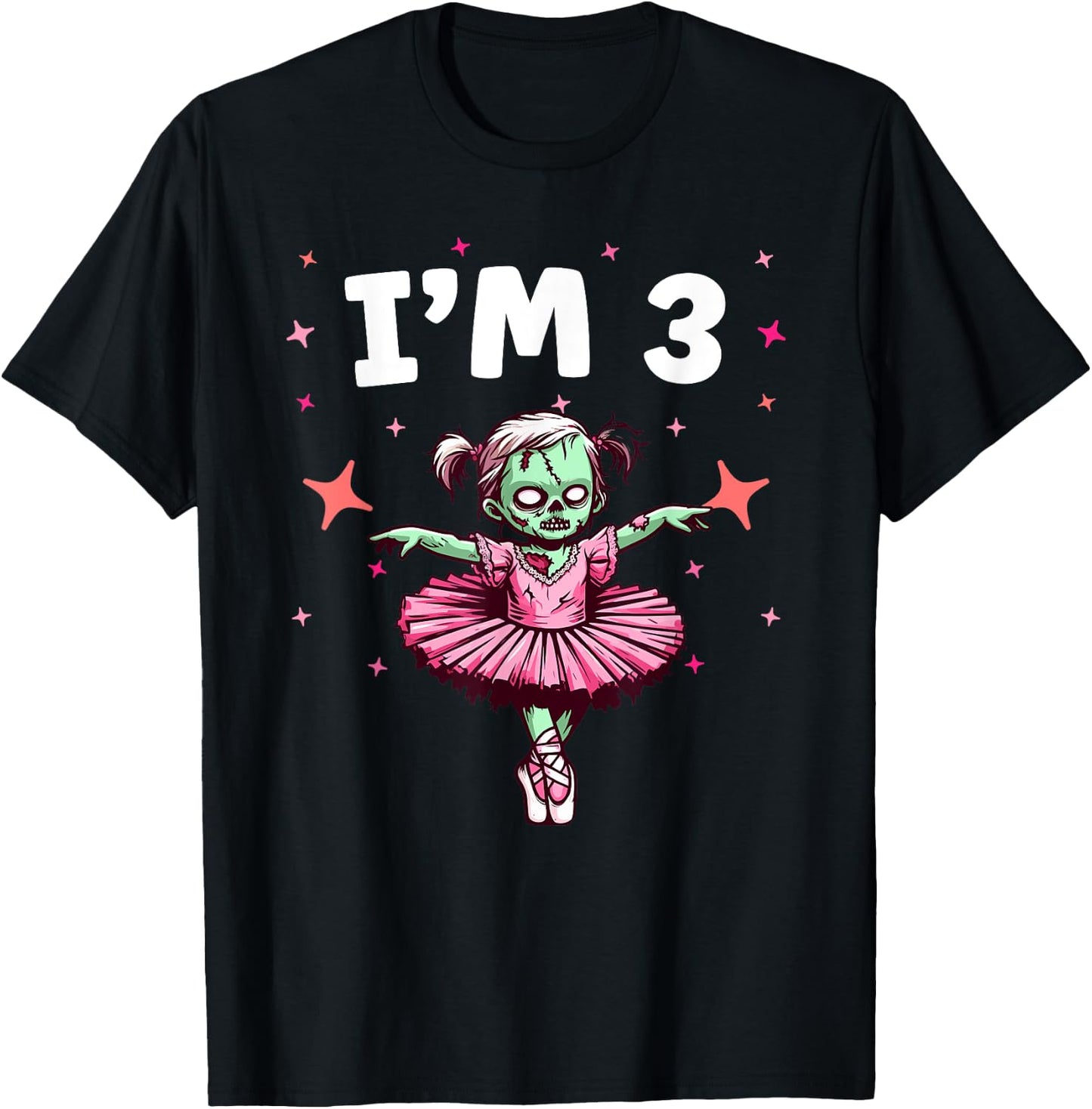 Ballerina Zombie Birthday 3rd Birthday Party I'm 3 T-Shirt - T-Shirt | Black