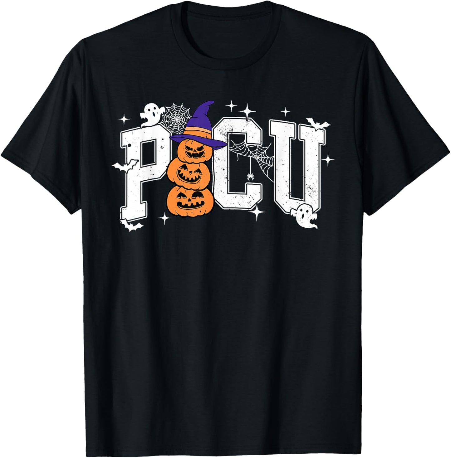 PICU Nurse Halloween Hospital Party Funny Nursing Students T-Shirt - T-Shirt | Black