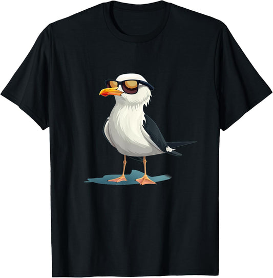 Seagull with Sunglasses Costume for Summer and Seabirds Men Women Kids T-Shirt - T-Shirt | Black