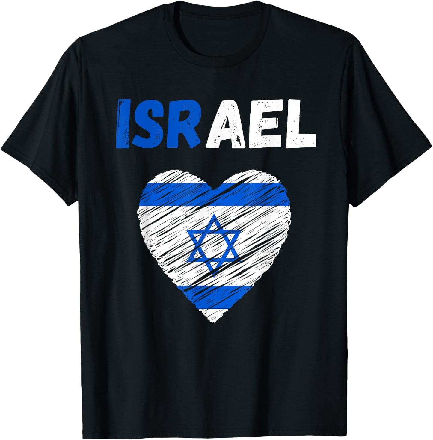 Israel Flag Holiday Israel Heart Israeli Flag T-Shirt - T-Shirt | Black