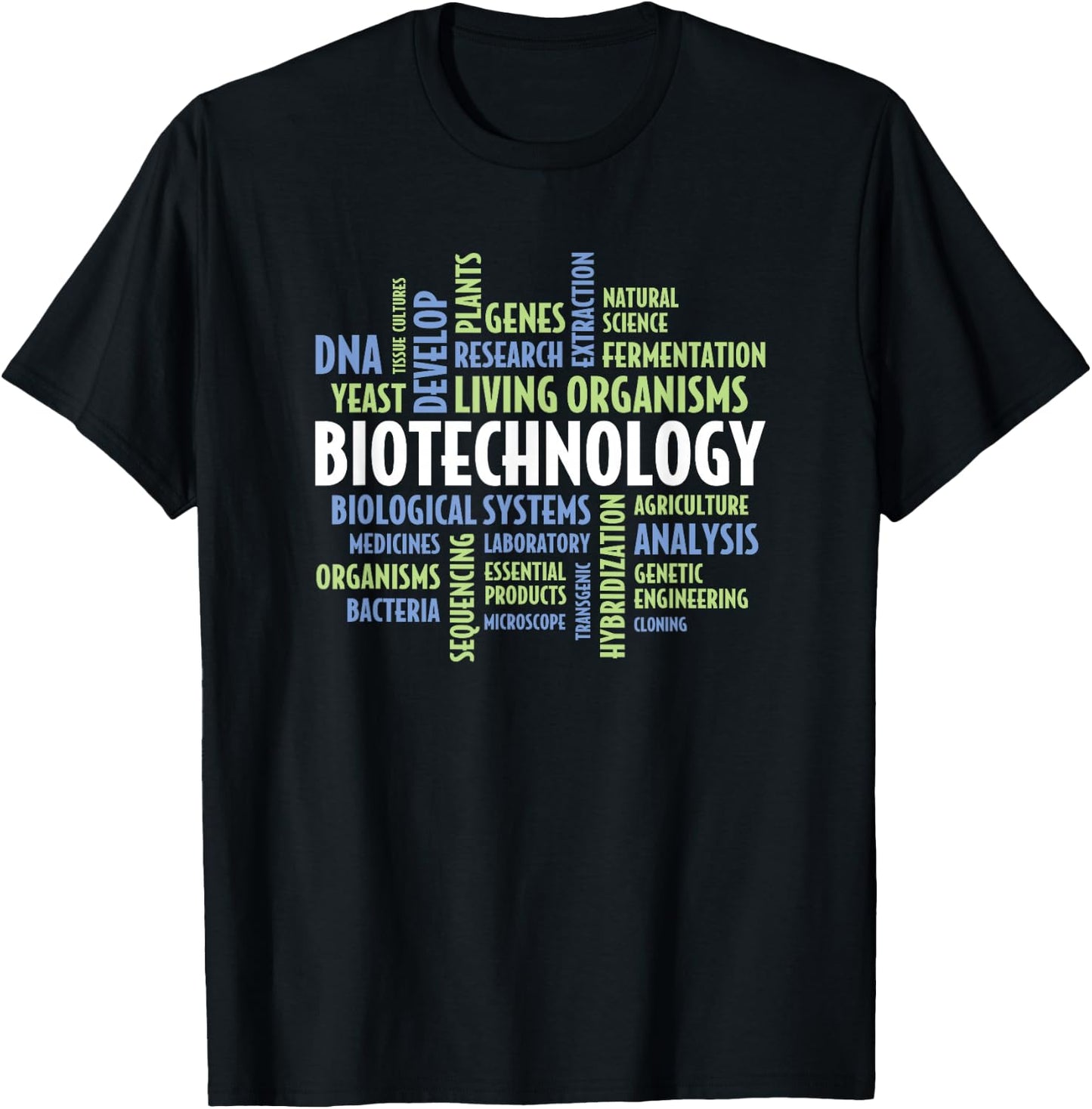 Biotechnology Word Cloud - Biotechnologist Biotech T-Shirt - T-Shirt | Black