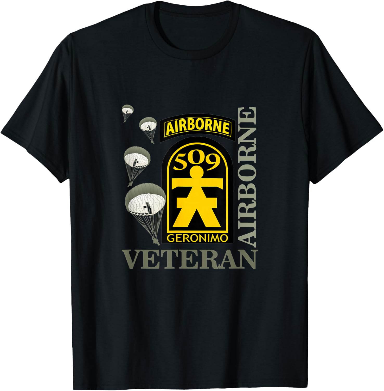 509th Parachute Infantry Regiment Airborne Veteran Christmas T-Shirt - T-Shirt | Black