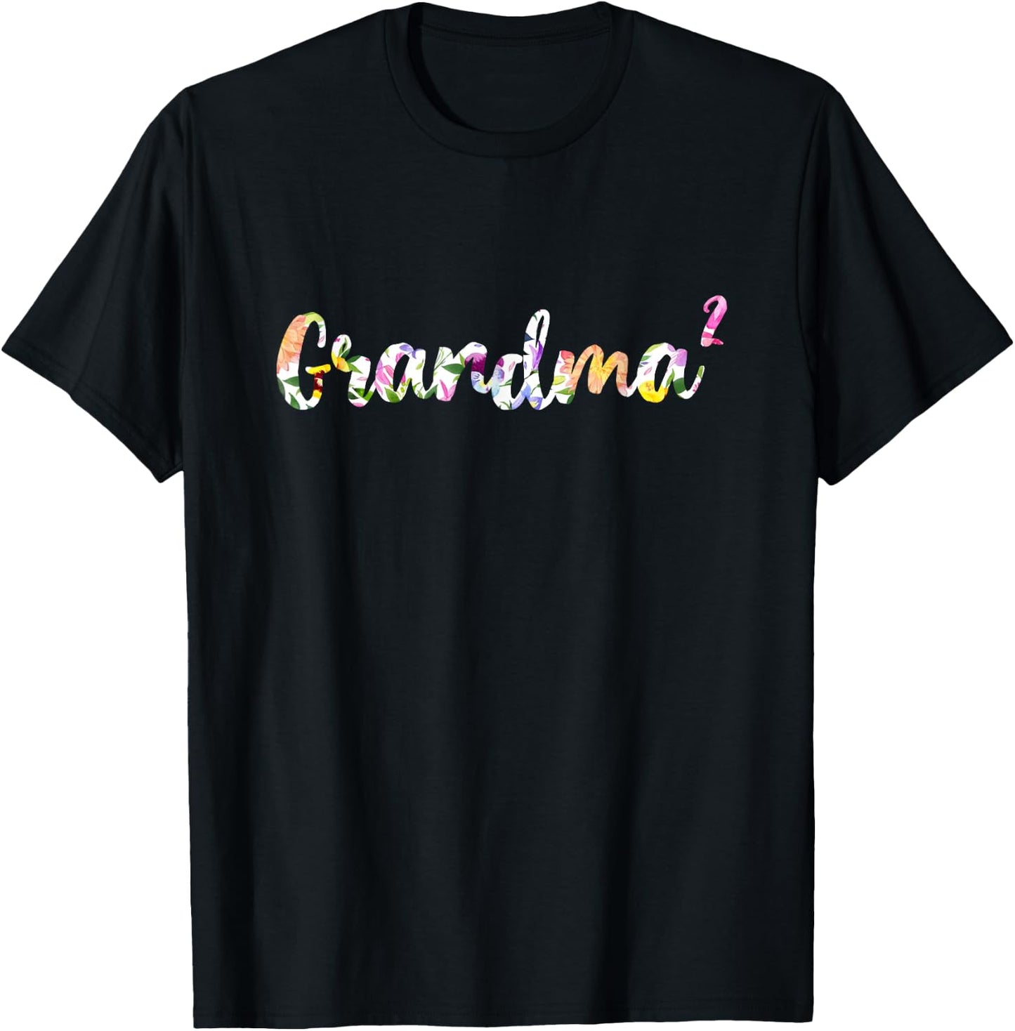Grandma Squared Shirt Floral Grandma Of Two T-Shirt - T-Shirt | Black