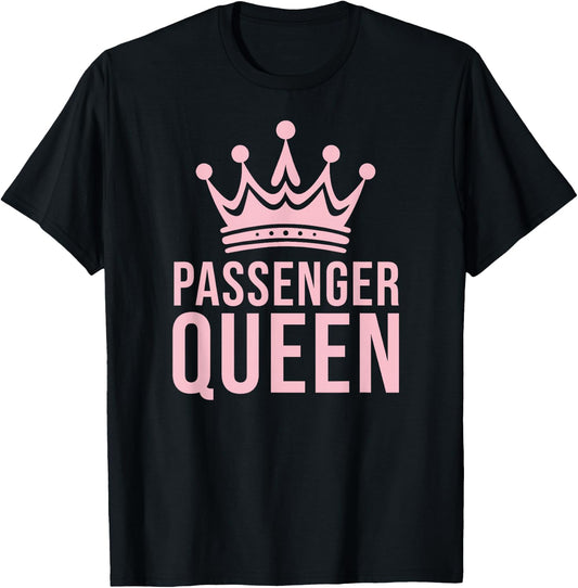 Passenger Queen Road Trip Meme Funny Cute Pastel Pink T-Shirt - T-Shirt | Black
