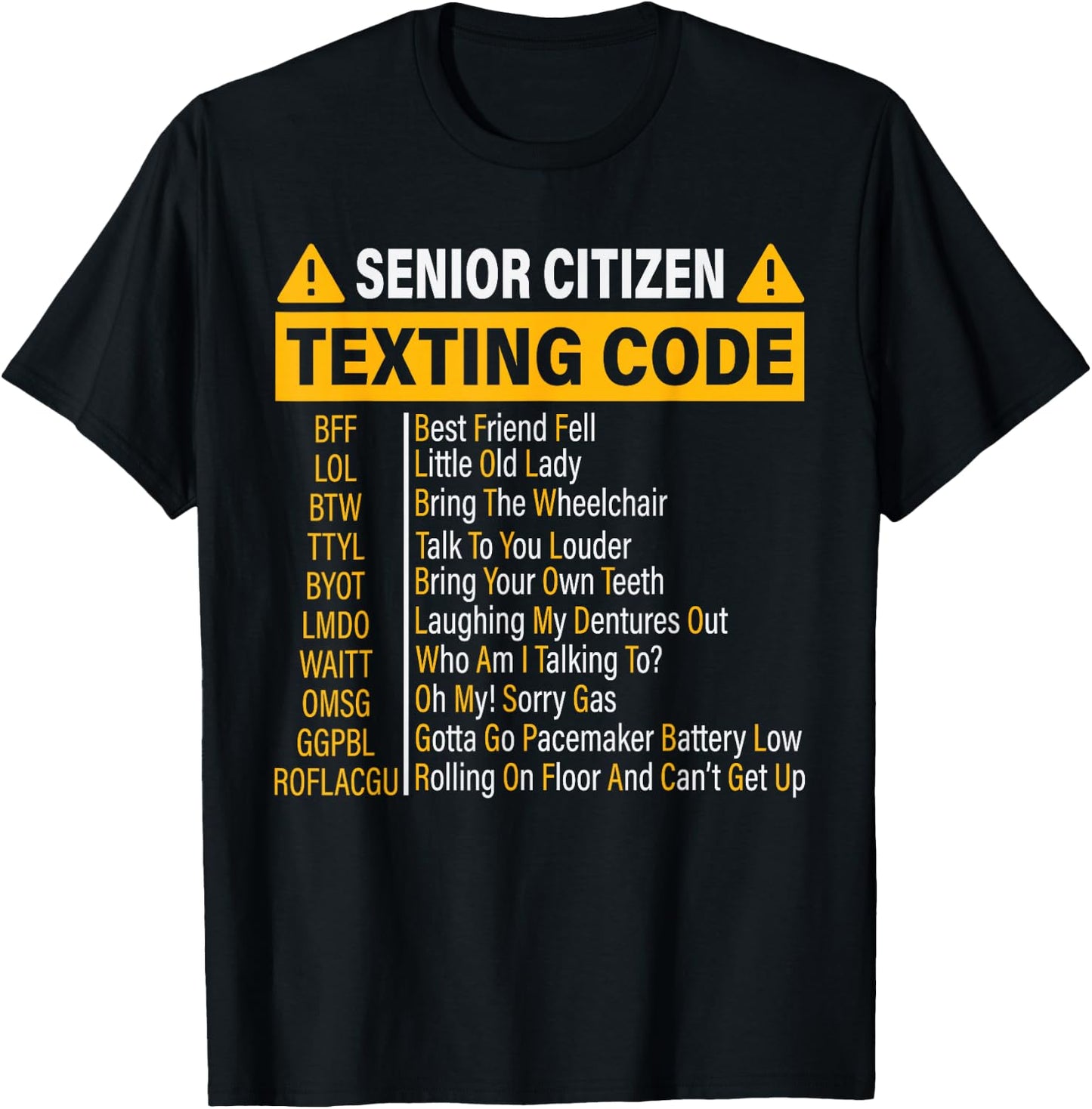Senior Citizen Texting Code Cool Funny Old People Saying T-Shirt - T-Shirt | Black