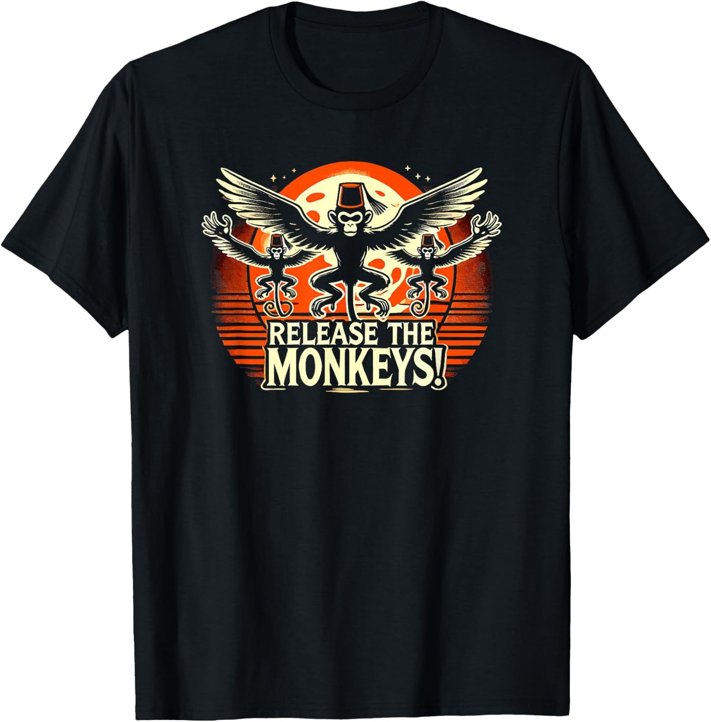 Release The Monkeys, Flying Monkeys Halloween T-Shirt - T-Shirt | Black