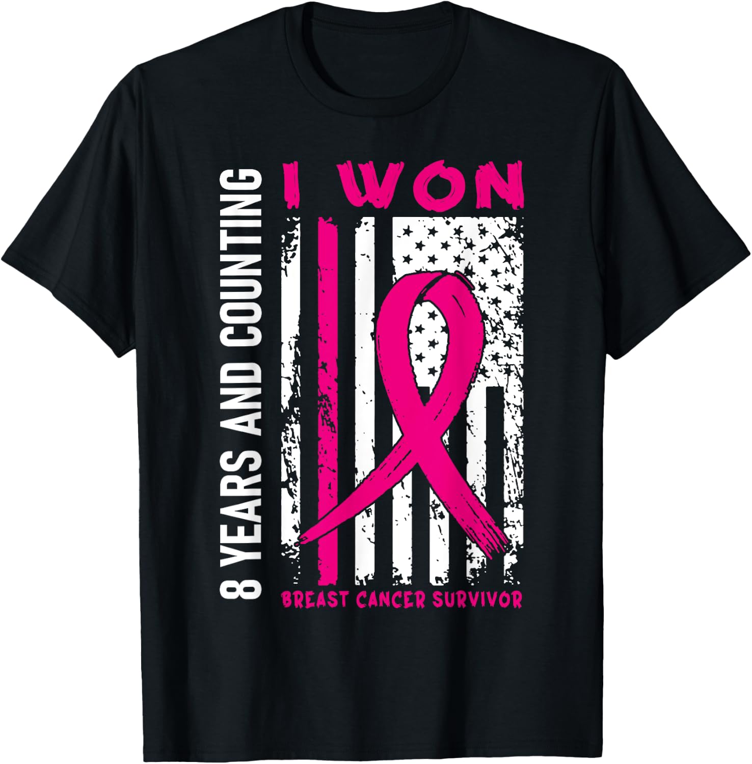 I Won Breast Cancer Survivor 8 Year Anniversary Counting T-Shirt - T-Shirt | Black
