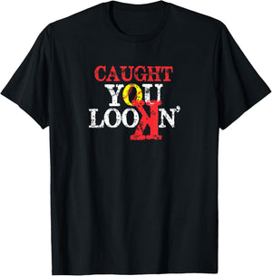 Caught you Looking Softball with backwards K T-Shirt - T-Shirt | Black