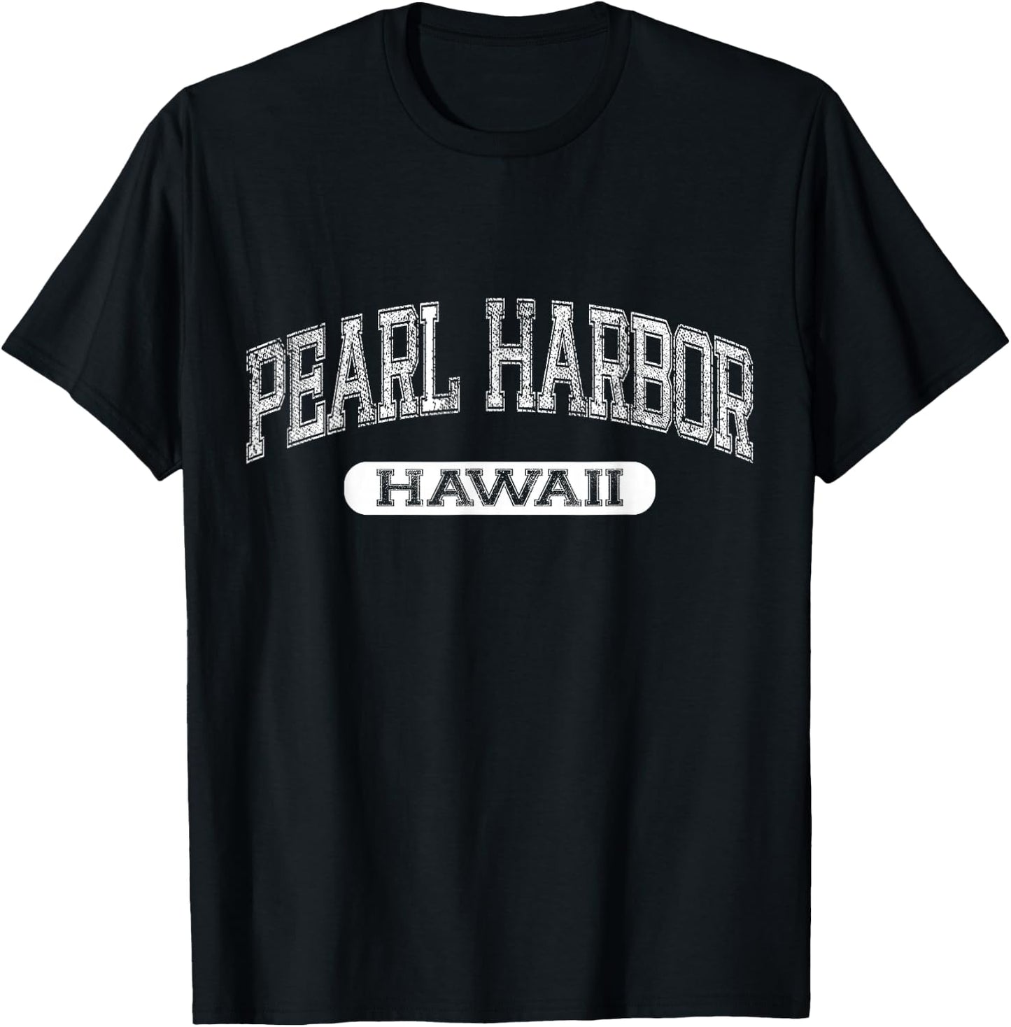 Vintage Pearl Harbor Hawaii Varsity Text University Font T-Shirt - T-Shirt | Black