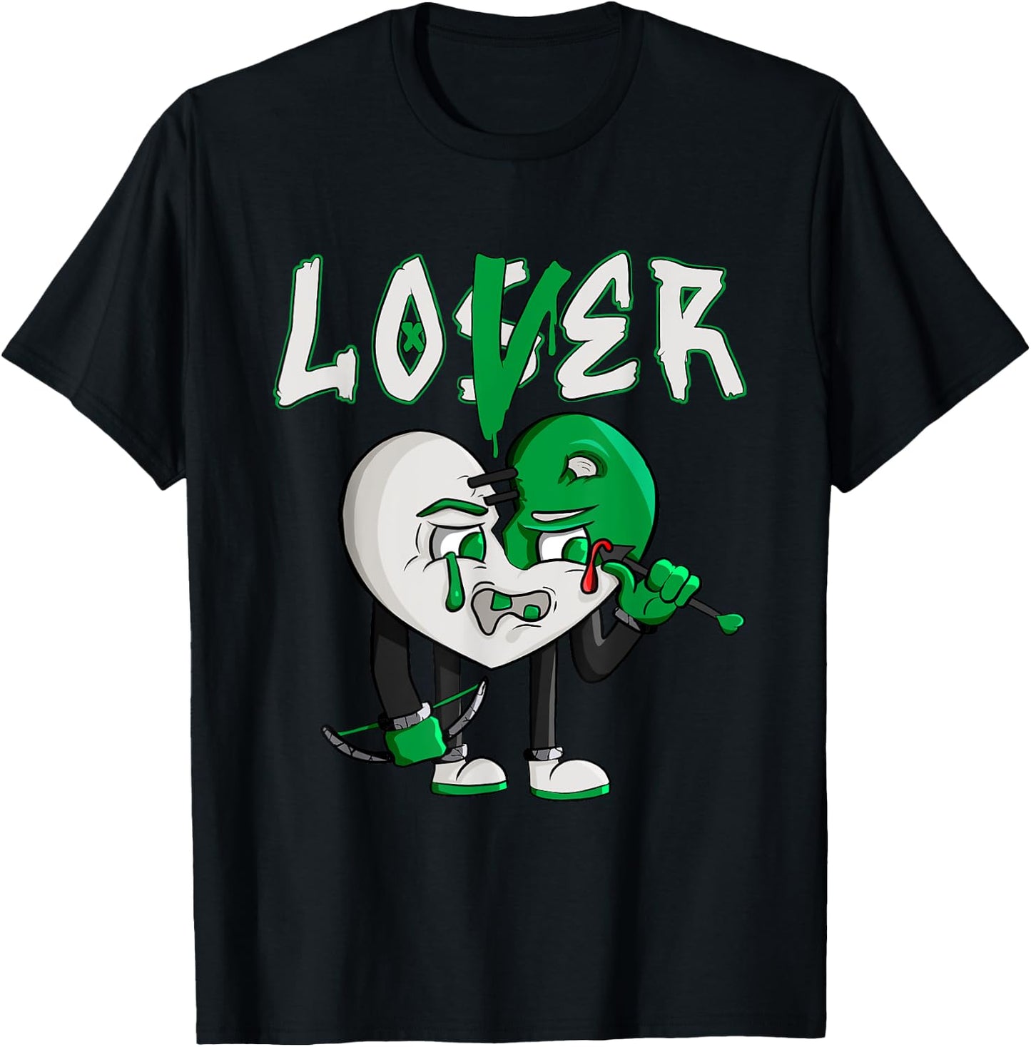 Loser Love Drip Heart Matching Lucky Green White T-Shirt - T-Shirt | Black
