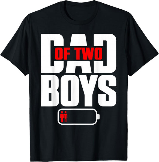 Funny Dad of 2 Boys Two Sons Happy Father's Day T-Shirt - T-Shirt | Black