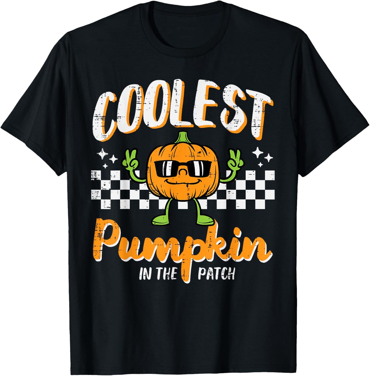 Coolest Pumpkin In Patch Halloween Retro Costume Groovy Boys T-Shirt - T-Shirt | Black